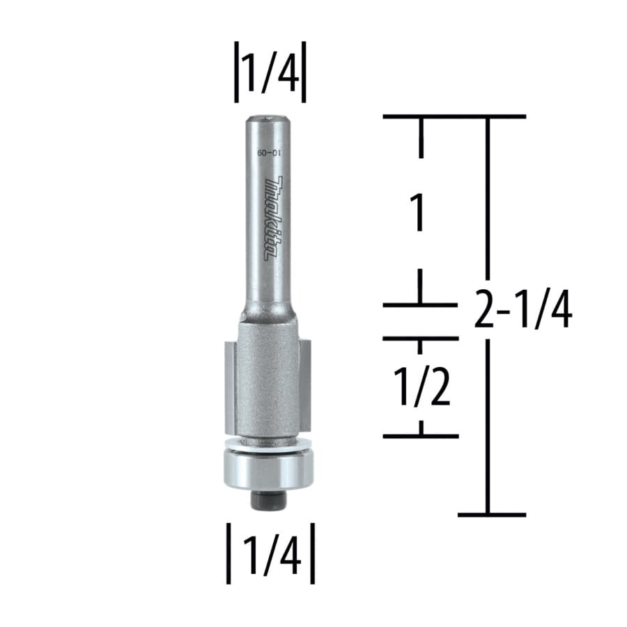 1/4" x 2-1/4" Flush Router Bit, 2-Flute, 1/2" Shank, detail 1