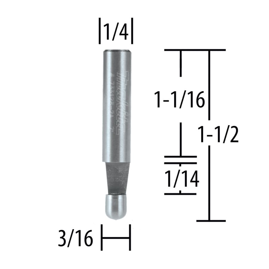 3/16" x 7° Bevel Trim Router Bit, 1/4" Shank, detail 1