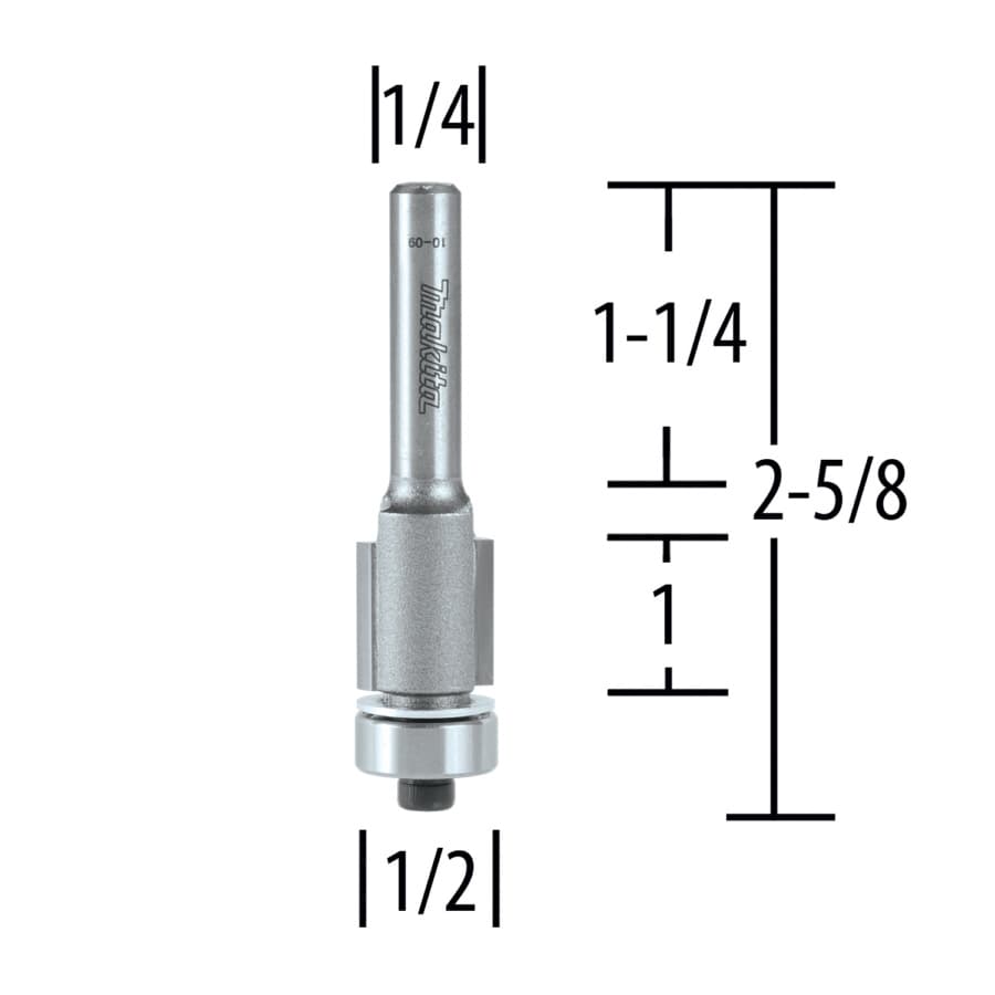 1/2" x 2-5/8" Flush Router Bit, 2-Flute, 1/2" Shank, detail 1