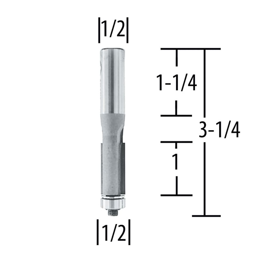 1/2" x 3-1/4" Flush Router Bit, 2-Flute, 1/2" Shank, detail 1