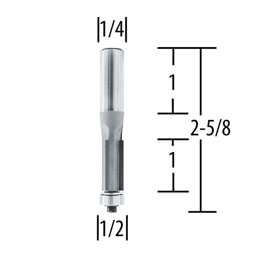1/2" x 2-5/8" Flush Router Bit, 3-Flute, 1/2" Shank, detail 1