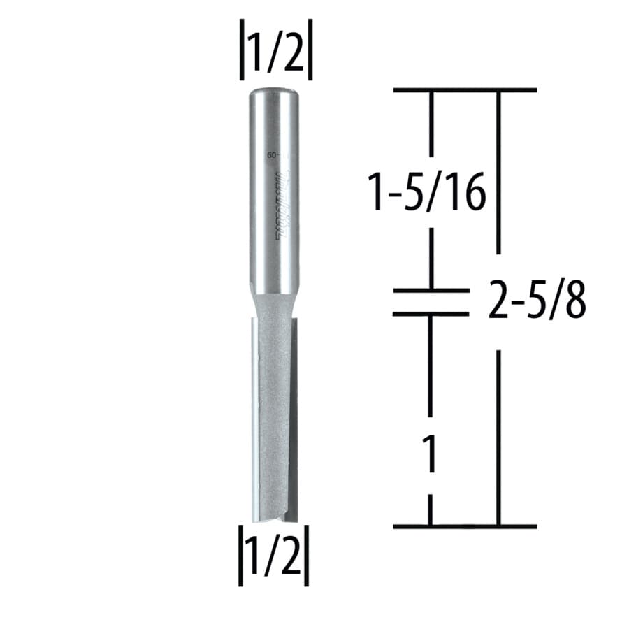 1/2" x 2-5/8" Straight Router Bit, 2-Flute, 1/2" Shank, detail 1