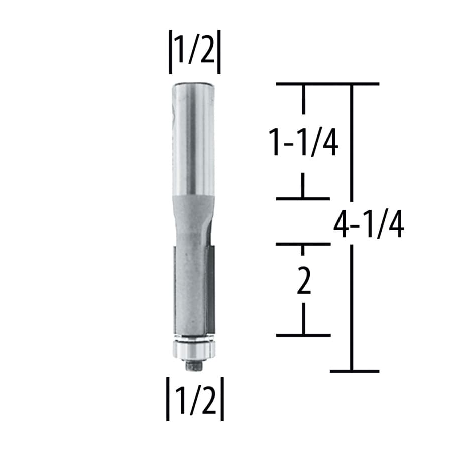 1/2" x 4-1/4" Flush Router Bit, 2-Flute, 1/2" Shank, detail 1