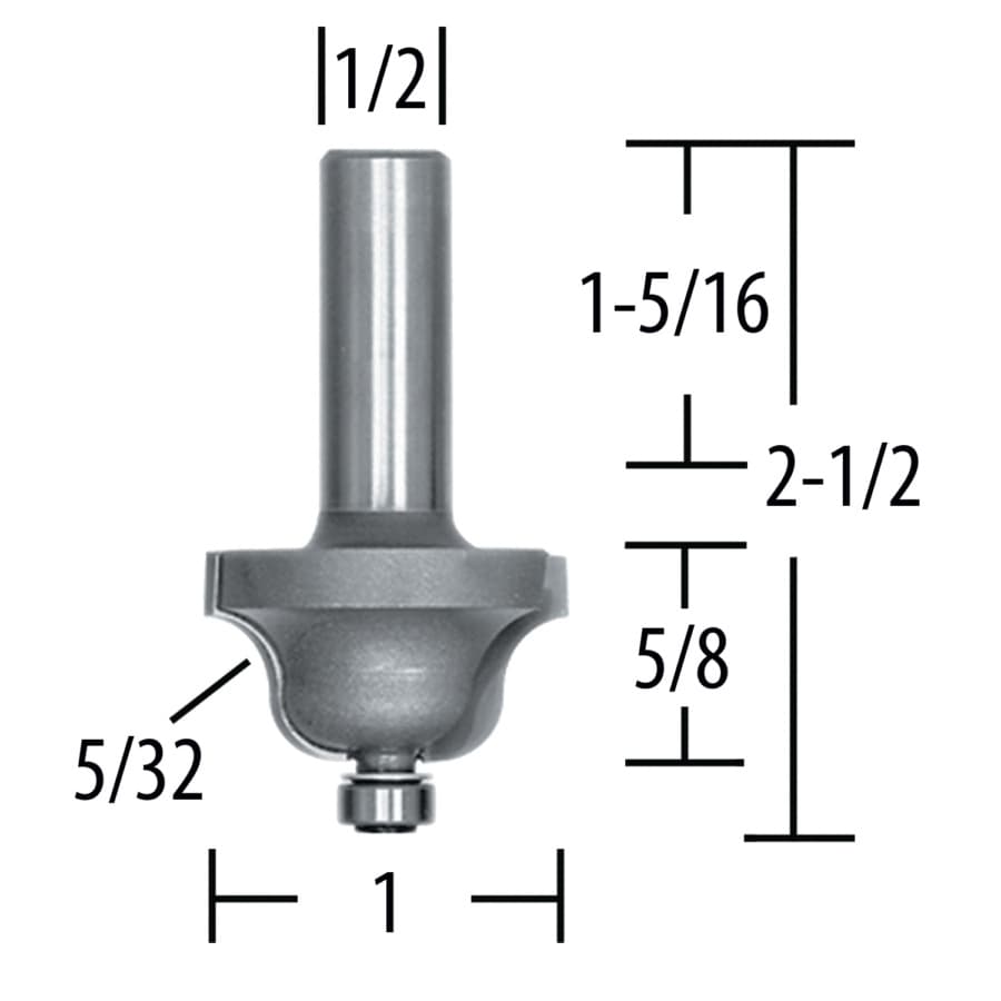1" x 5/32" Radius Roman Ogee Router Bit, 2 Flute, 1/2" Shank, detail 1