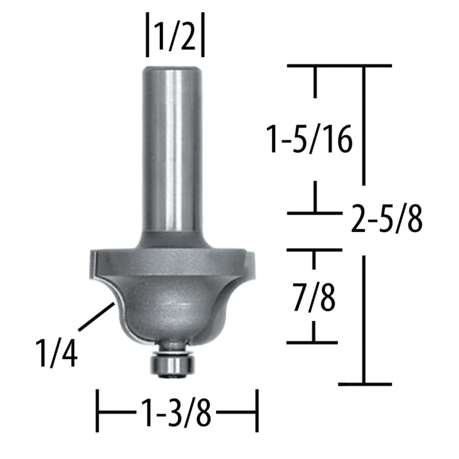 1-3/8" x 1/4" Radius Roman Ogee Router Bit, 2 Flute, 1/2" Shank, detail 1