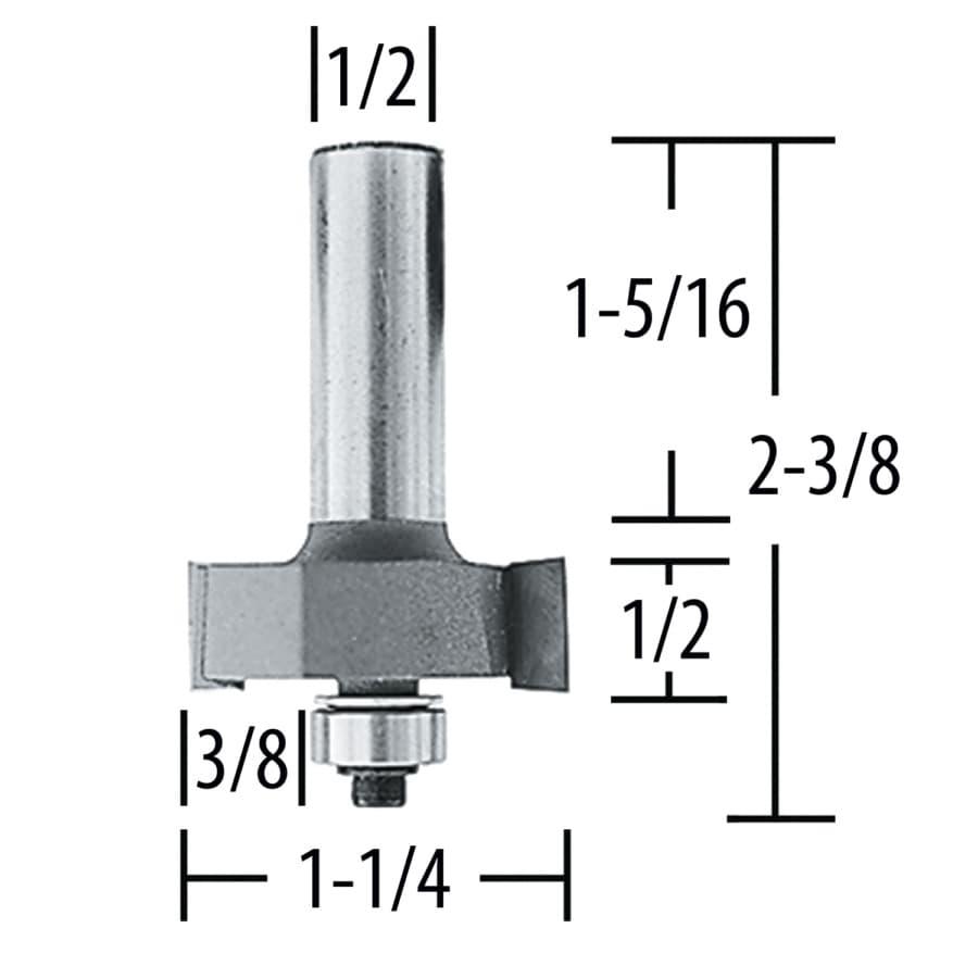 1-1/4" x 2-3/8" Rabbet Router Bit, 2-Flute, 1/2" Shank, detail 1