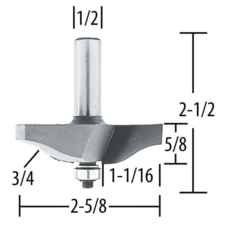 Makita 2-5/8" x 3/4" Radius Raised Panel Ogee Router Bit, 2 Flute, 1/2" Shank, detail 1