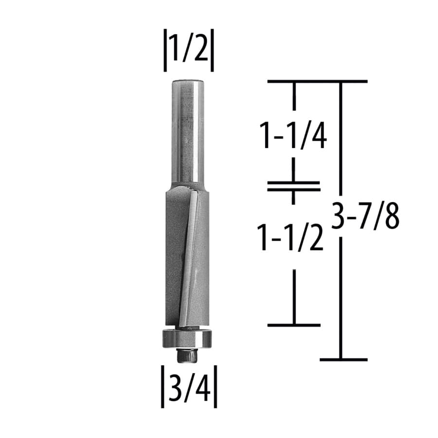 3/4" x 3-7/8" Super Flush Router Bit, 1/2" Shank, detail 1