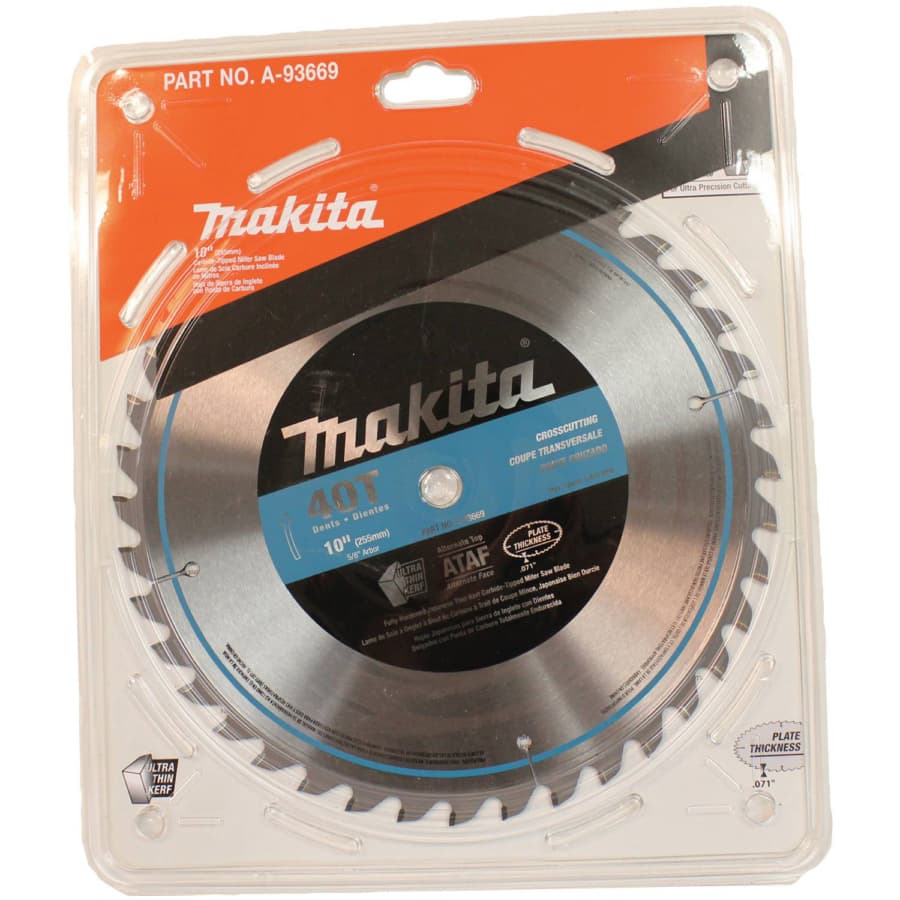 Makita Micro-Polished 10" Diameter with 5/8" Arbor 40 Tooth ATAF General Purpose Saw Blade, A-93669, detail 2