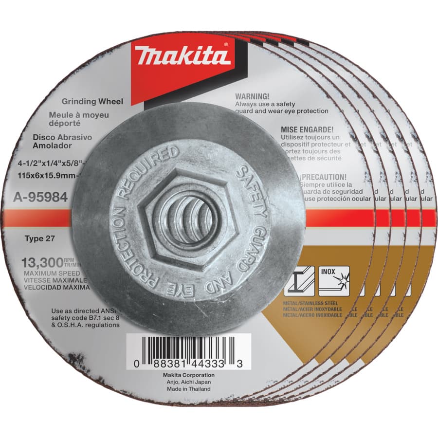 4-1/2" x 1/4" Inox 36 Grit Grinding Wheel, Aluminum Oxide, detail 2