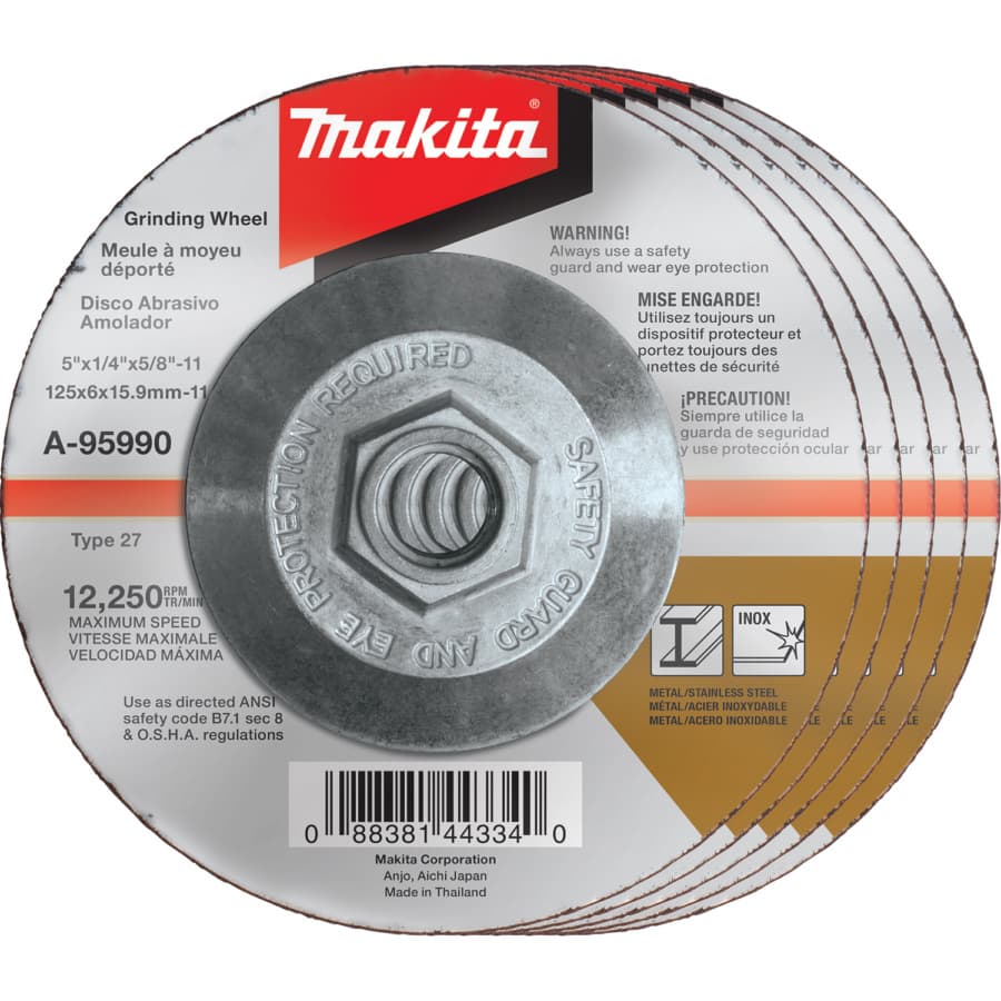 5" Hubbed Inox 36 Grit Grinding Wheel, Aluminum Oxide, detail 2