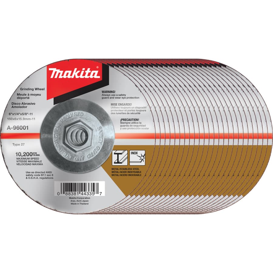 6" Hubbed Inox 36 Grit Grinding Wheel, Aluminum Oxide, detail 1