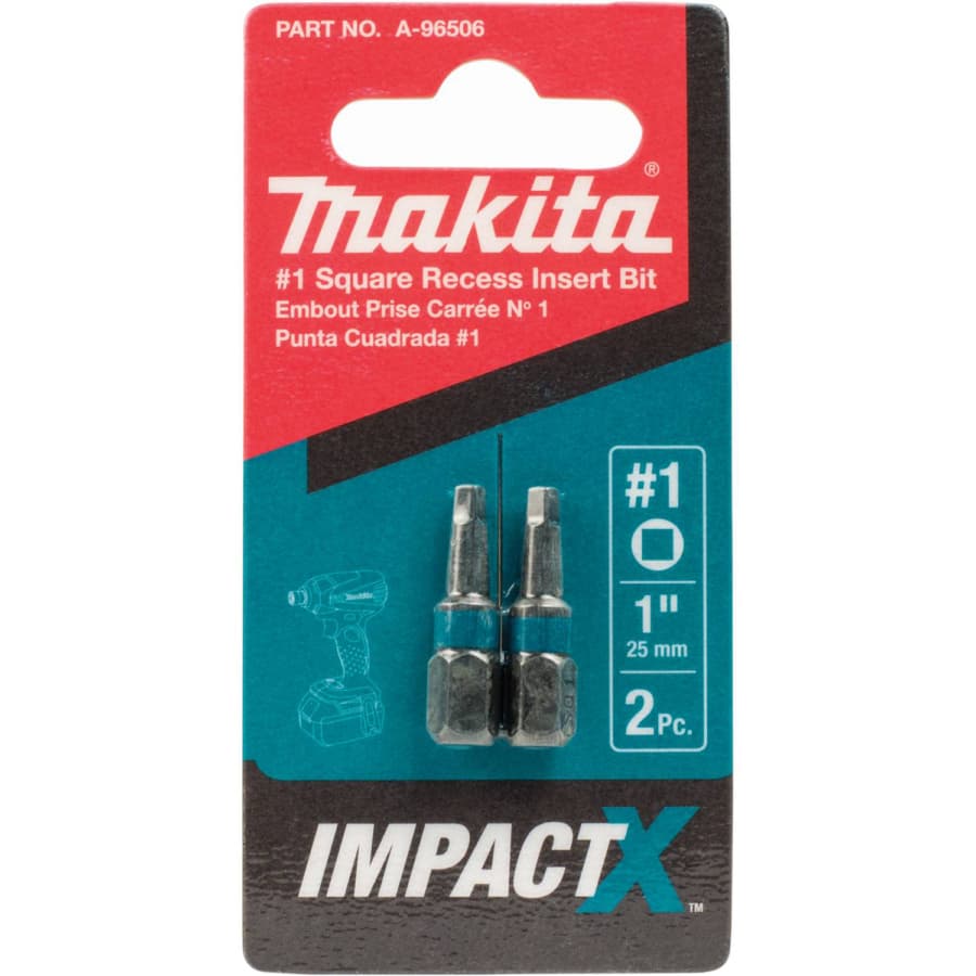 #1 x 1" ImpactX Square Drive Recess Insert Bit (2/Pack), detail 1