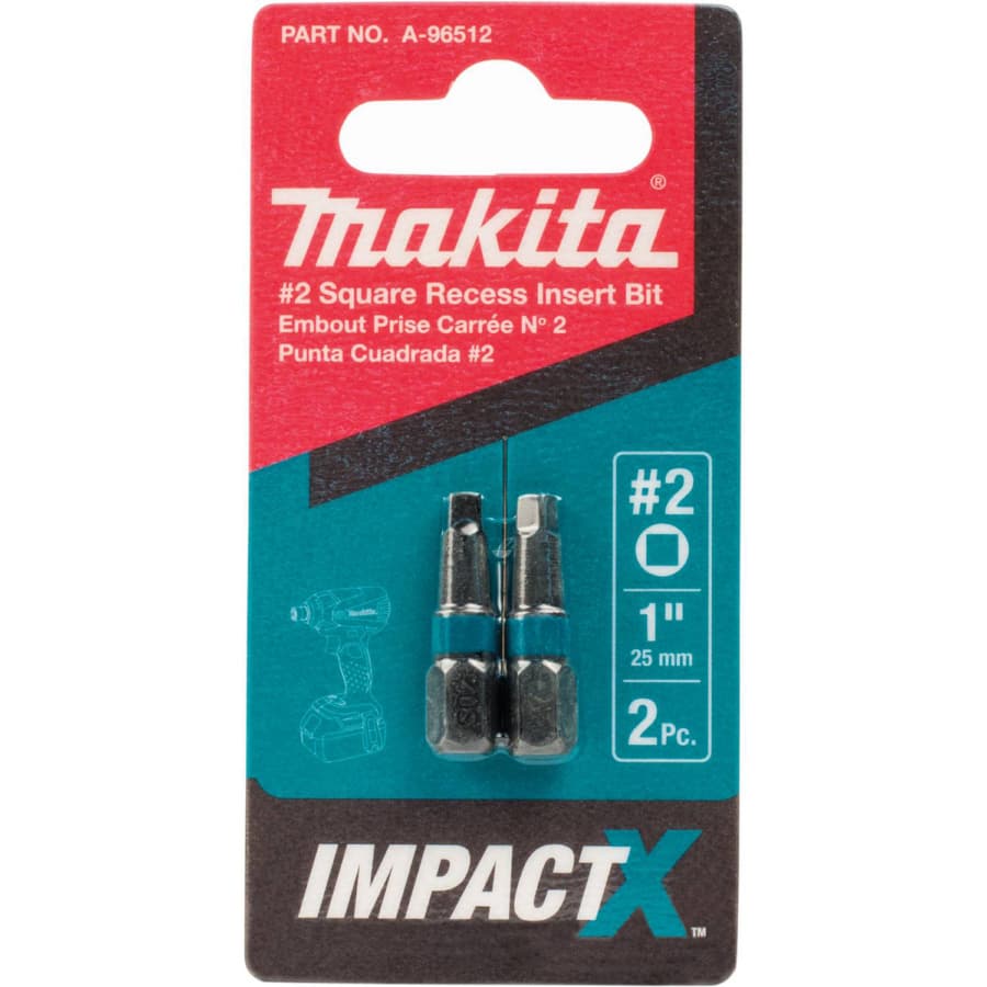 #2 x 1" ImpactX Square Drive Recess Insert Bit (2/Pack), detail 1