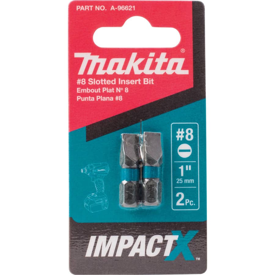 #8 x 1" ImpactX Slotted Drive Insert Bit (2/Pack), detail 1