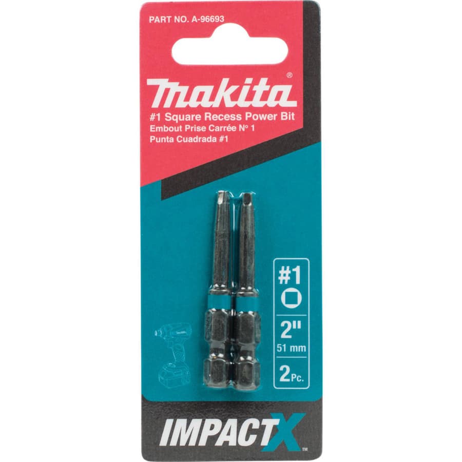 #1 x 2" ImpactX Square Drive Recess Power Bit (2/Pack), detail 1
