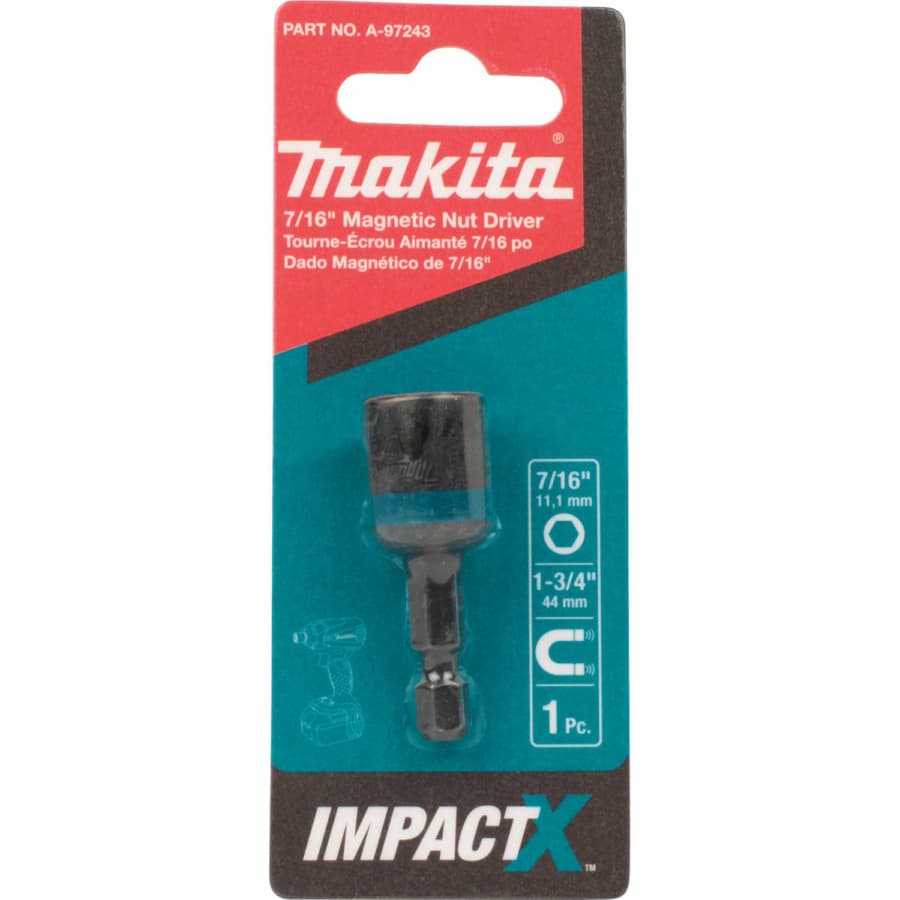 7/16" x 1-3/4" ImpactX Magnetic Nut Driver, 1/4" Shank, detail 1