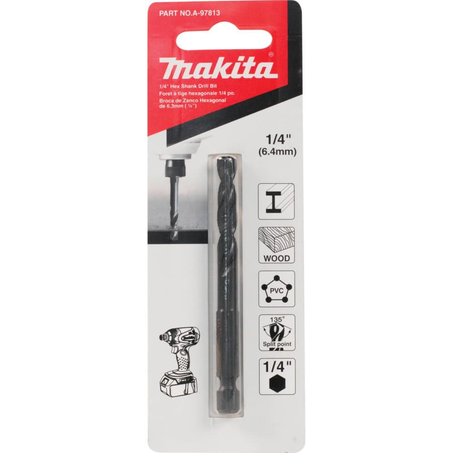 Makita 1/4" x 3-1/8" Black Oxide Drill Bit 1/4" Shank, A-97813, detail 3