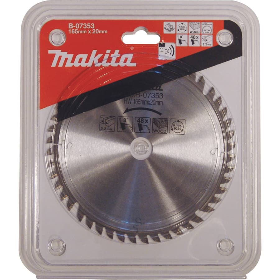 Makita 6-1/2" Diameter with 20mm Arbor 48 Tooth ATB Fine Cutoff / Crosscut Saw Blade, B-07353, detail 1