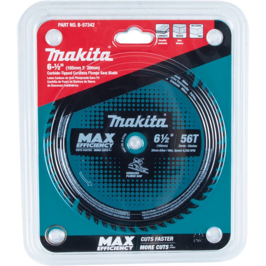 Makita Max Efficiency 6-1/2" Diameter with 20mm Arbor 56 Tooth Melamine Saw Blade, B-57342, detail 1