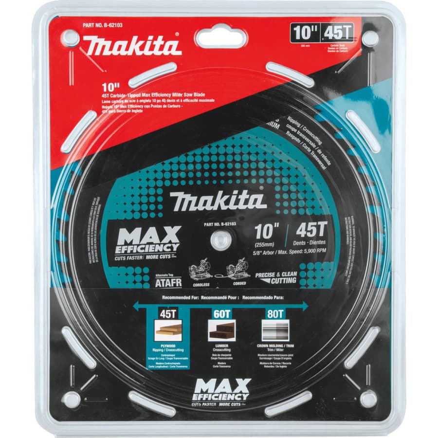 Makita Max Efficiency 10" Diameter with 5/8" Arbor 45 Tooth General Purpose Saw Blade, B-62103, detail 2