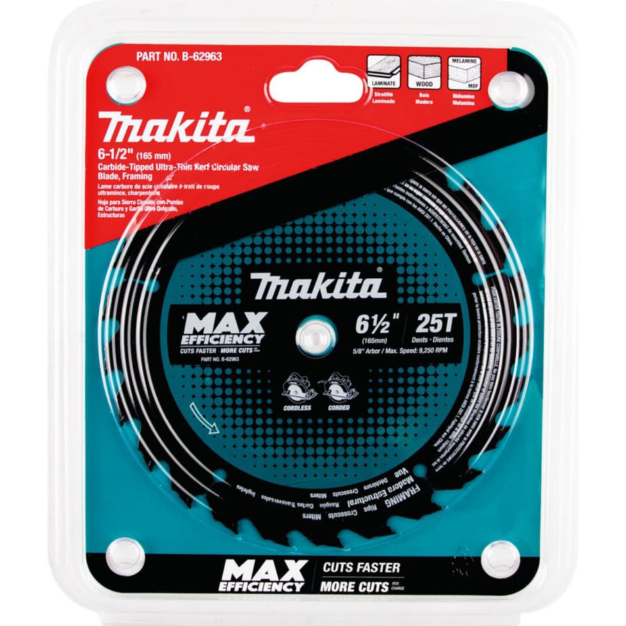 Makita Max Efficiency 6-1/2" Diameter with 5/8" Arbor 25 Tooth General Purpose Saw Blade, B-62963, detail 2