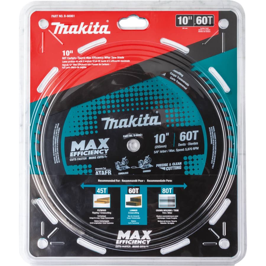 Makita Max Efficiency 10" Diameter with 5/8" Arbor 60 Tooth General Purpose Saw Blade, B-66961, detail 2
