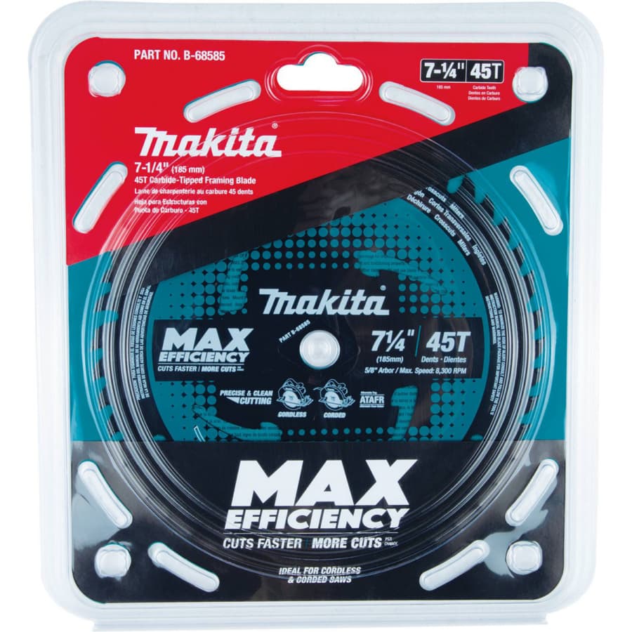 Makita Max Efficiency 7-1/4" Diameter with 5/8" Arbor 45 Tooth Fine Cutoff / Crosscut Saw Blade, B-68585, detail 2