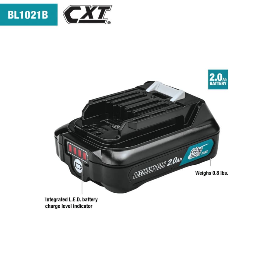 Makita 12V Max CXT Lithium-Ion 2.0 Ah Battery - BL1021B, detail 1