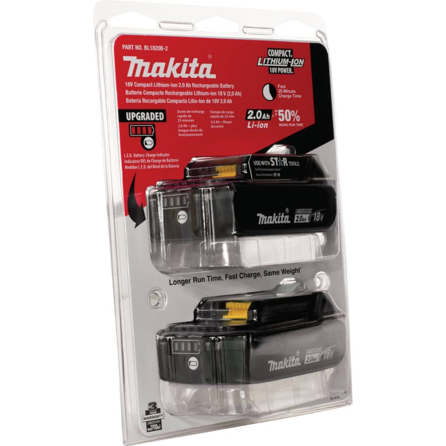 Makita 18V LXT Compact Lithium-Ion 2.0 Ah Battery (2/Pack) - BL1820B-2, detail 1