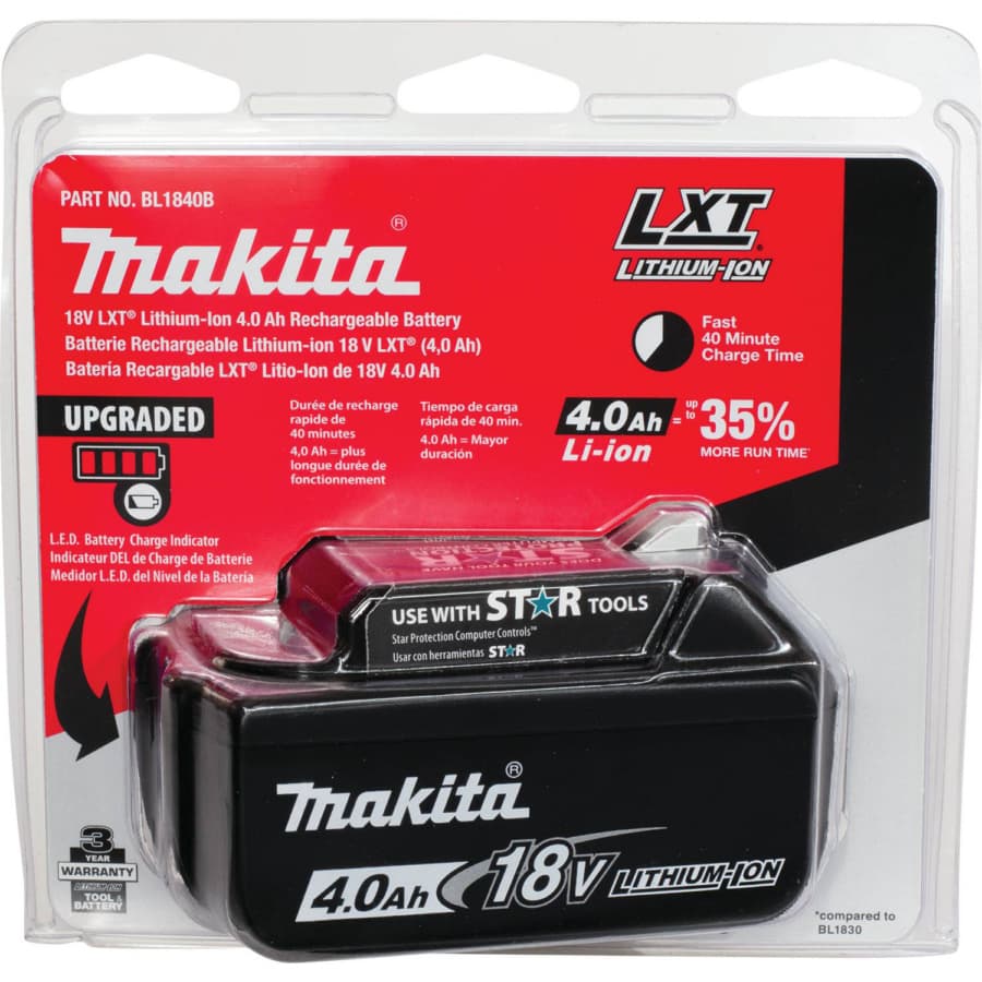 Makita 18V LXT Lithium-Ion 4.0 Ah Battery - BL1840B, detail 8