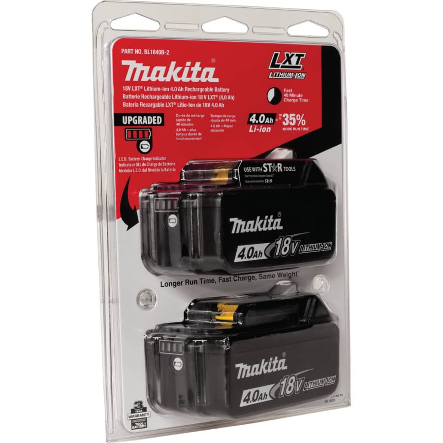 Makita 18V LXT Lithium-Ion 4.0 Ah Battery (2/Pack) - BL1840B-2, detail 1