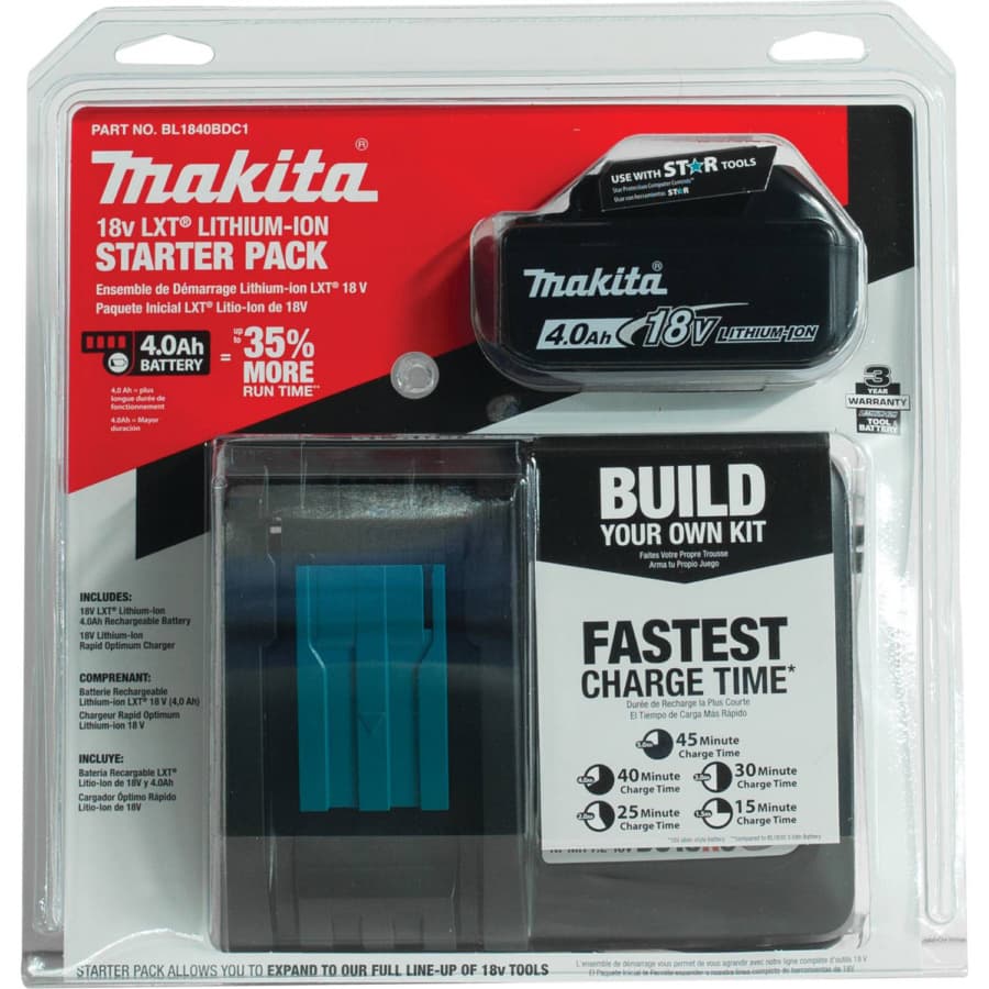 Makita 18V LXT Lithium-Ion Battery/Charger Starter Pack (4.0Ah) - BL1840BDC1, detail 2