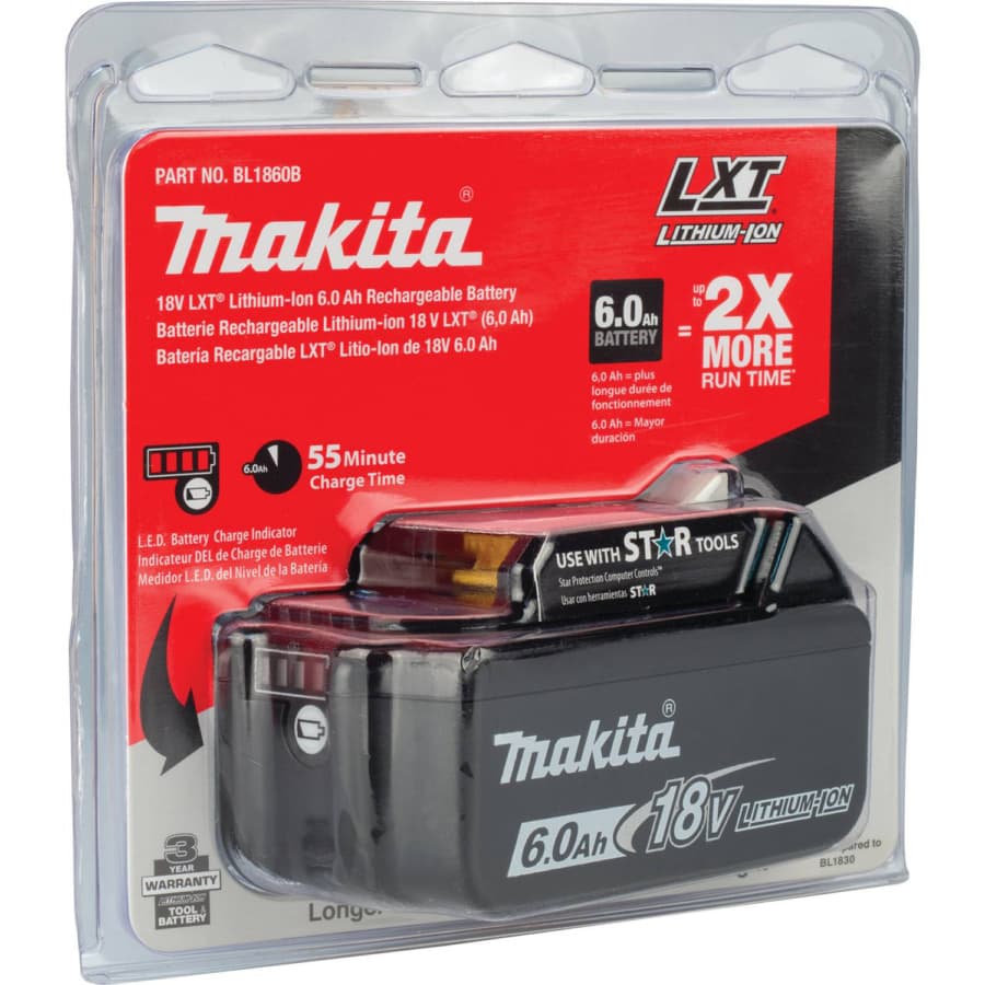 Makita 18V LXT Lithium-Ion 6.0 Ah Battery - BL1860B, detail 3