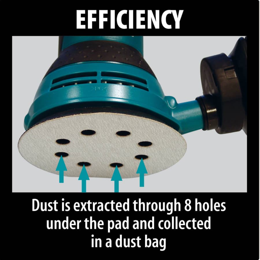 Makita Orbital Sander Corded 3A Motor with 5" Round Hook and Loop Pad, Vacuum, - BO5030K, detail 5