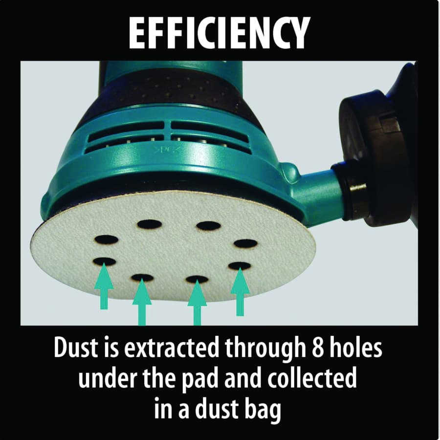 Makita Orbital Sander Corded 3A Motor with 5" Round Hook and Loop Pad, Vacuum, - BO5030K, detail 9