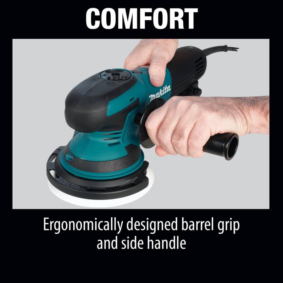 Makita Orbital Sander Corded 6.6A Motor with 6" Round Hook and Loop Pad, Vacuum, - BO6050J, detail 4