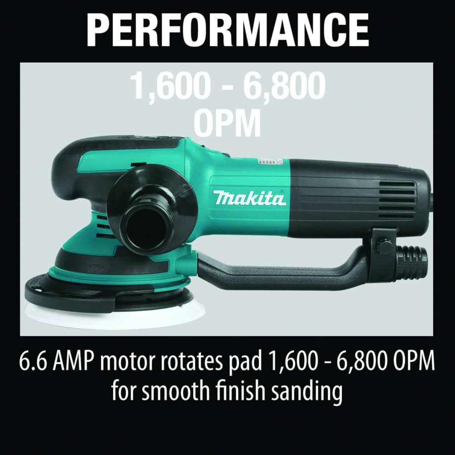 Makita Orbital Sander Corded 6.6A Motor with 6" Round Hook and Loop Pad, Vacuum, - BO6050J, detail 9