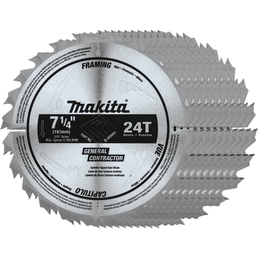 Makita General Contractor 7-1/4" Diameter with 5/8" Arbor 24 Tooth General Purpose Saw Blade, D-45989, detail 1