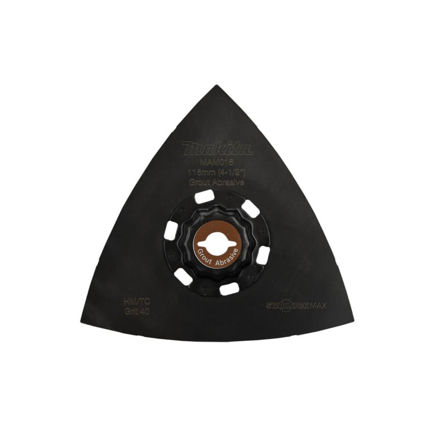 4-1/2" StarlockMax 40 Grit Oscillating Multi-Tool Tungsten Carbide Delta Triangle Sanding Pad, detail 1