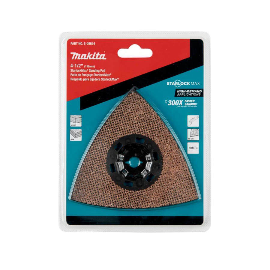 4-1/2" StarlockMax 60 Grit Oscillating Multi-Tool Tungsten Carbide Delta Triangle Sanding Pad, detail 2