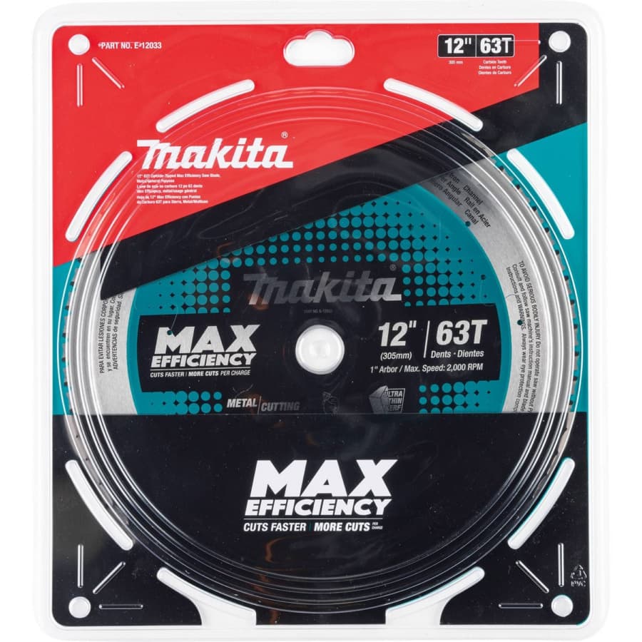 Makita 12" Diameter with 1" Arbor 63 Tooth Cut-Off / Crosscut Saw Blade, E-12033, detail 2