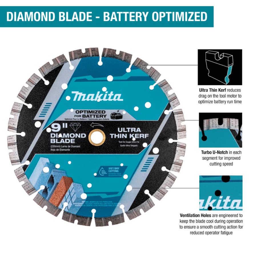 Makita 14" Diameter with 1" Arbor Segmented Masonry Diamond Blade, E-16748, detail 1
