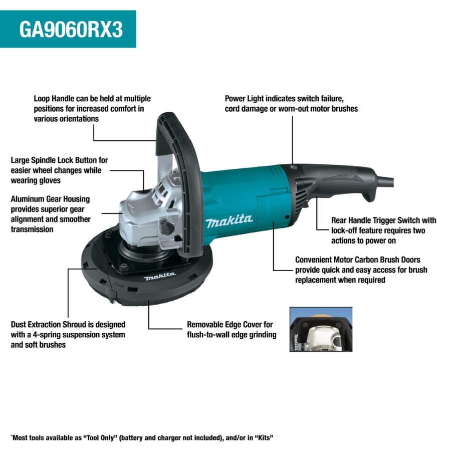 Makita 7" Concrete Surface Planer with Dust Extraction Shroud, detail 1