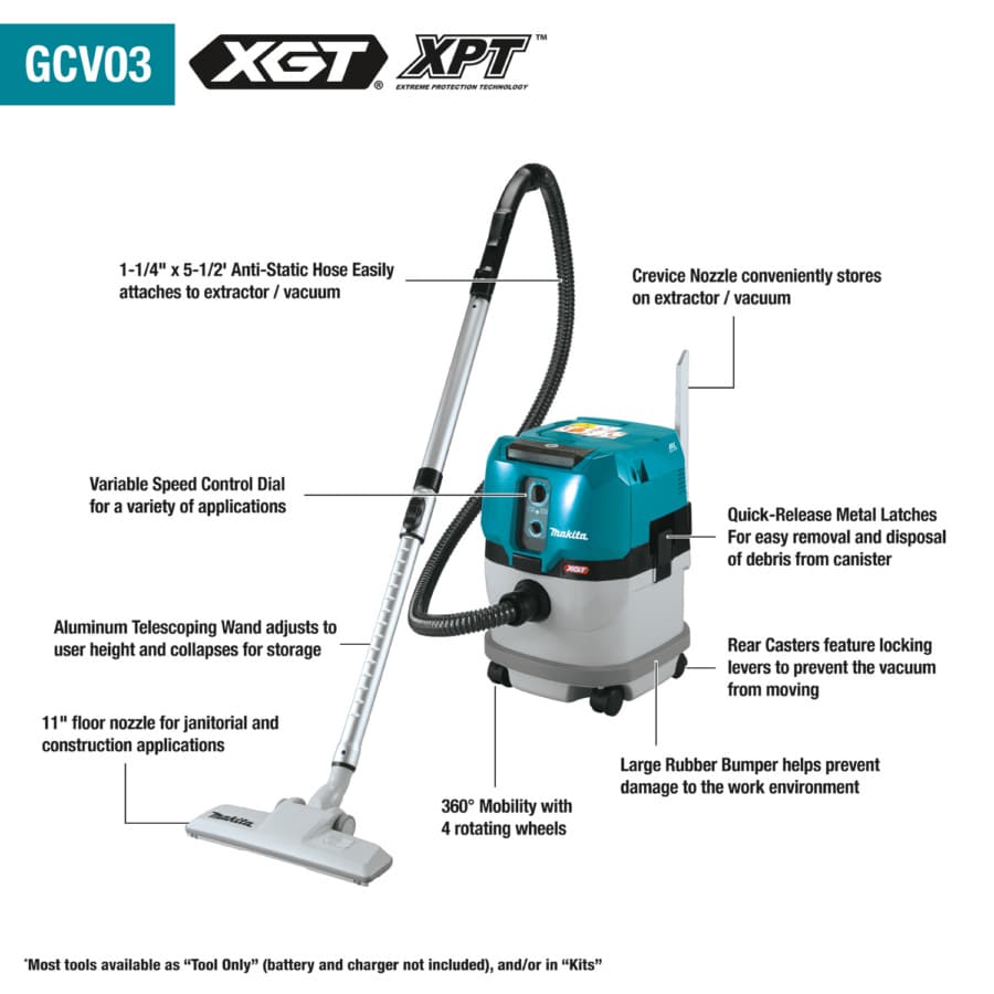 40V max XGT 4 Gallon Brushless Cordless Wet/Dry Dust Extractor/Vacuum Tool Only, detail 1
