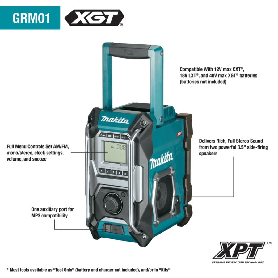 Makita 40V max XGT Cordless/Corded Job Site Radio Tool Only, detail 1