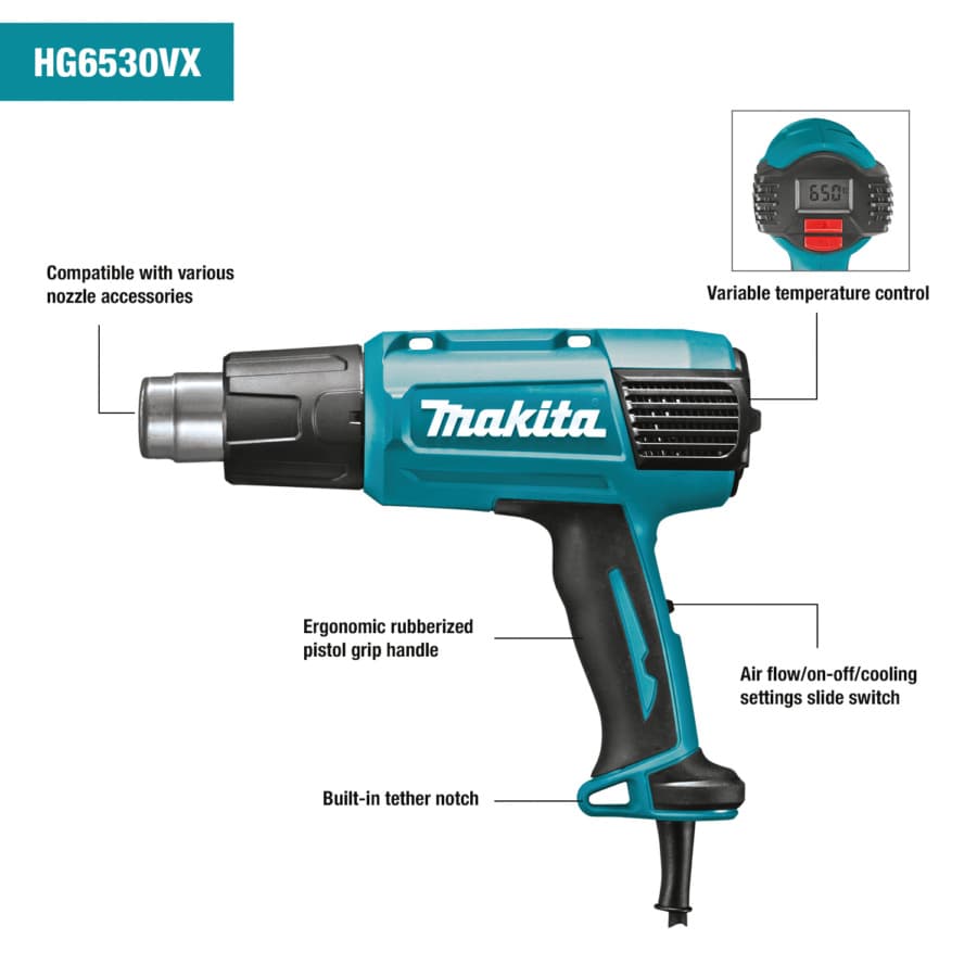 10-1/8" Variable Temperature Heat Gun Kit with LCD Digital Display, detail 6