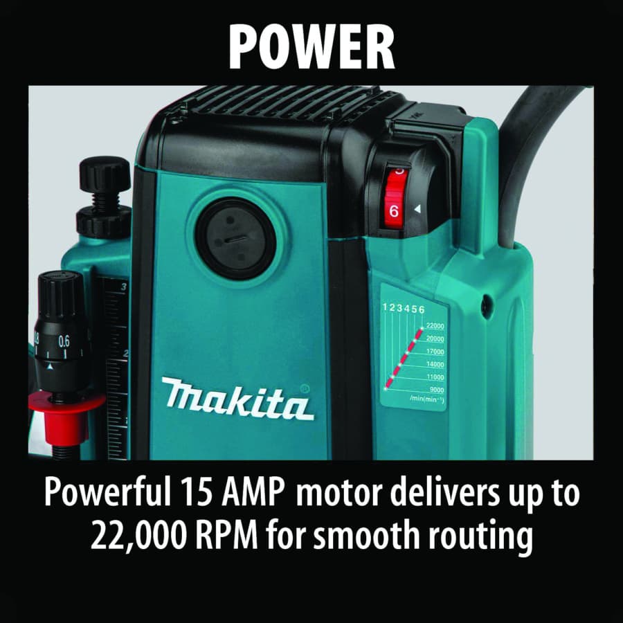Makita Combination Plunge-Fixed Base Router 15A 3.25hp Corded Motor Variable Speed, - RP2301FC, detail 4