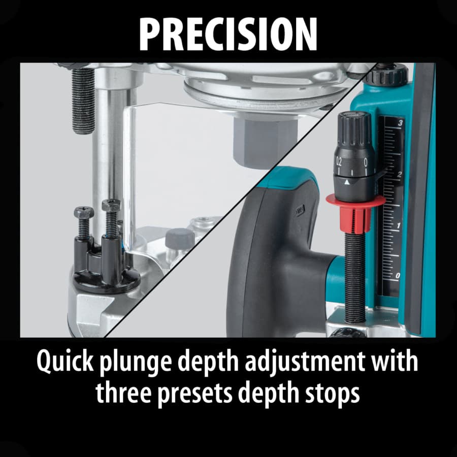 Makita Combination Plunge-Fixed Base Router 15A 3.25hp Corded Motor Variable Speed, - RP2301FC, detail 9