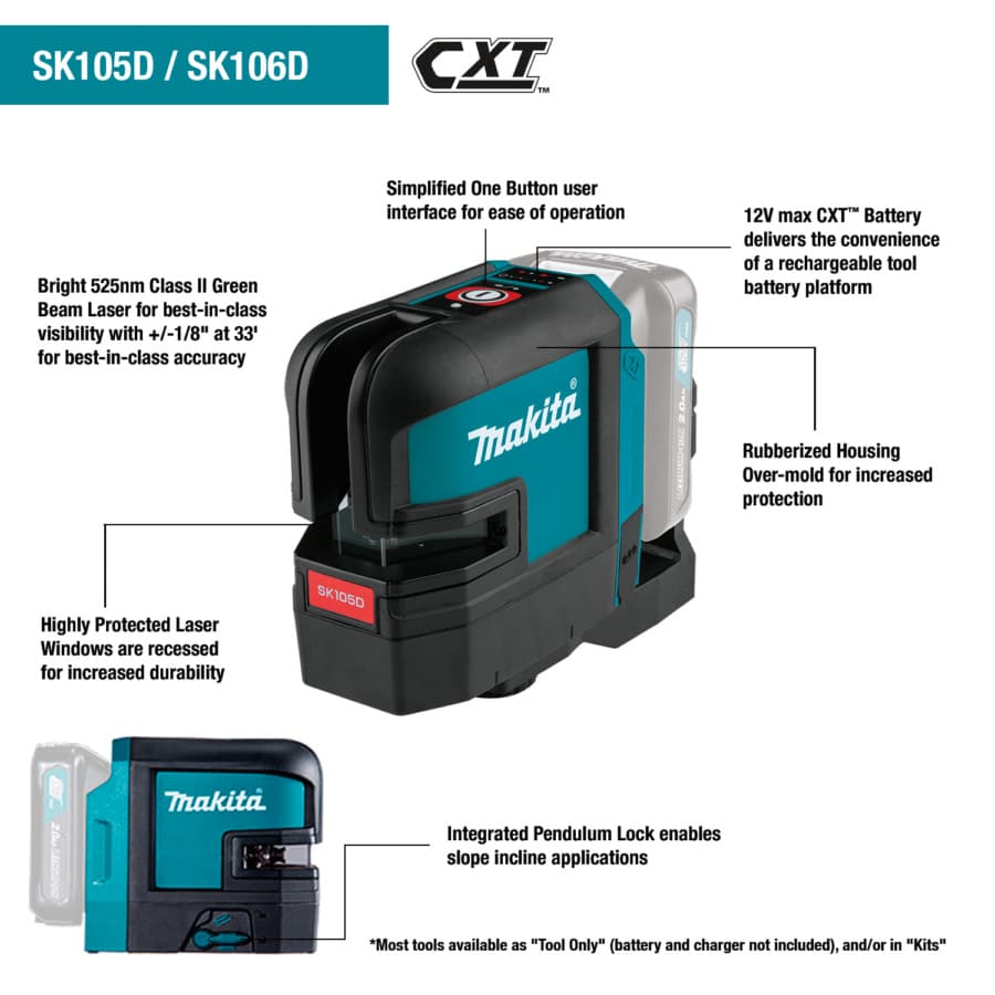 12 V max CXT Lithium-Ion Cordless Self-Leveling Cross-Line/4-Point Red Beam Laser Tool Only, detail 2